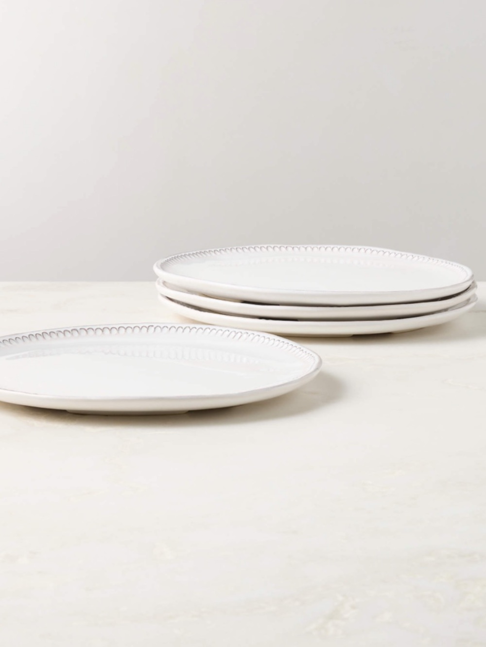 New! 🇮🇹✨🇮🇹CB2 White Stoneware Dinner Plate, Set of 4